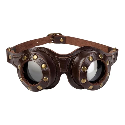 Gcerfby Steampunk Schutzbrille | Retro Dampffantasie Brille,Verstellbare Retro Brillen Unisex Für Anime Conventions Und Halloween Kostümpartys von Gcerfby