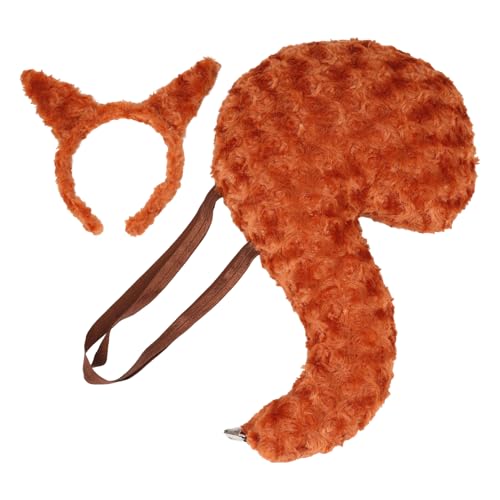 Gcerfby Tierkostüm Zubehör | Eichhörnchen Stirnband Mit Schwanz Set - Realistische Plüsch Verkleidung Zubehör Für Kinder Mädchen Frauen Männer Erwachsene von Gcerfby