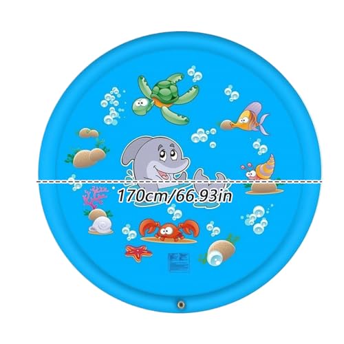 Sommer Im Freien Wasserspritzer Spiele Mattenpad, Cartoon Splash Matte, Interaktive Nicht-Schlupf-Sprinkler-Spielpads, Blaues, Rutsches Design, Leicht Zu Errichten, Perfekt Für Rasen, Terrasse, von Gcerfby