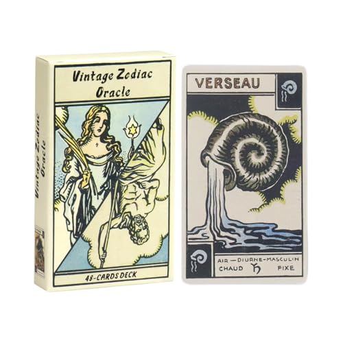 Vintage ZodiacOracle, 48-teiliges Orakel-Tarotdeck für Anfänger, tragbares Wahrsagebrettspiel, Meditationsdesign, einfach zu verwenden, 10 x 6 cm, für spirituelle Übungen, den persönlichen Gebrauch Vintage ZodiacOracle, 48-teiliges Orakel-Tarotdeck für Anfänger, tragbares Wahrsagebrettspiel, Meditationsdesign, einfach zu verwenden, 10 x 6 cm, für spirituelle Übungen, den persönlichen Gebrauch von Gcerfby