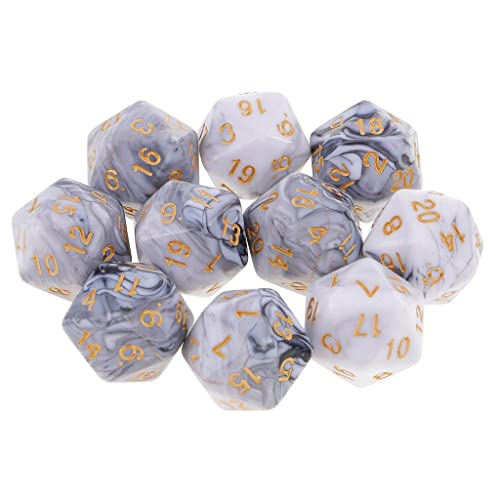 Gcljlmy 10 / Satz 20 Seitige Acryl Würfel RPG MTG D20 Würfel für Rollenspiele D &, Weiß Grau von Gcljlmy