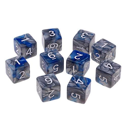 Gcljlmy 10 STK. 6-seitige D6 Würfel Set (Blau + Grau) von Gcljlmy