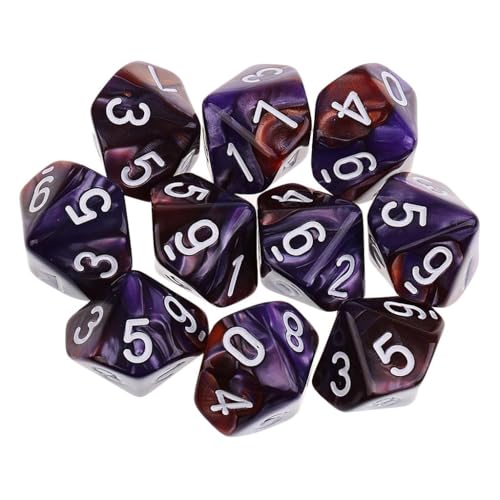 Gcljlmy 10 Stück DND Würfel für Rollenspiele, Polyedrische Würfel Dungeon and Dragons, Tischspielwürfel, 16 mm Acrylwürfel Puzzle Brettspielwürfel für Pathfinder DND RPG MTG D&D D10 (Lila + Kaffee) von Gcljlmy