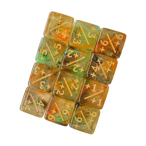 Gcljlmy 10 Stück Zählerwürfelzähler Mathematik-Lehrmittel Addition und Subtraktion Acryl für Brettspiele Mathematische D6-Würfel Sechsseitig (Orange Schwarz) von Gcljlmy