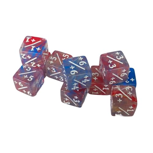 Gcljlmy 10 Stück Zählerwürfelzähler Mathematik-Lehrmittel Addition und Subtraktion Acryl für Brettspiele Mathematische D6-Würfel Sechsseitig (Rotblau) von Gcljlmy