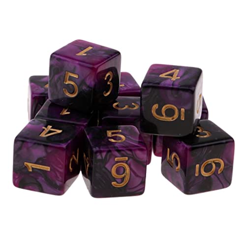 Gcljlmy 10 pcs D6 Würfel Spielwürfel für D & D TRPG Partei Brettspiel - Lila + Schwarz von Gcljlmy