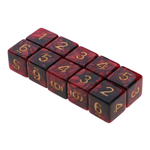 Gcljlmy 10 pcs D6 Würfel Spielwürfel für D & D TRPG Partei Brettspiel - Rot + Schwarz von Gcljlmy