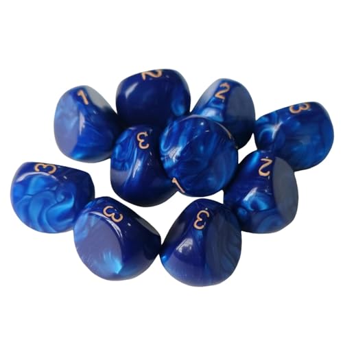 Gcljlmy 10-teiliges Würfelset, 3-seitige Spielwürfel, Partyzubehör, Unterhaltungsspielzeug, Rollenspiele, Acryl, 3-seitige Würfel für -Bar-Kartenspiele (Blau) von Gcljlmy