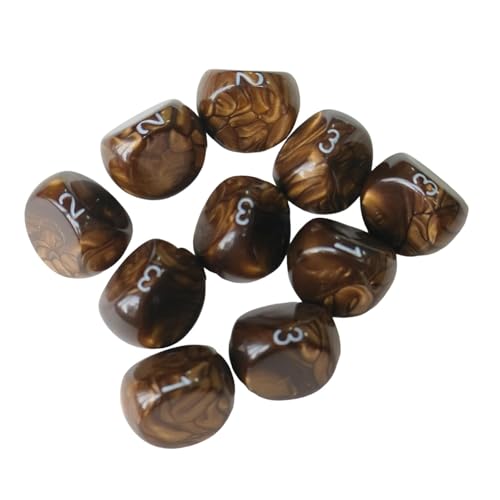 Gcljlmy 10-teiliges Würfelset, 3-seitige Spielwürfel, Partyzubehör, Unterhaltungsspielzeug, Rollenspiele, Acryl, 3-seitige Würfel für -Bar-Kartenspiele (Gold) von Gcljlmy