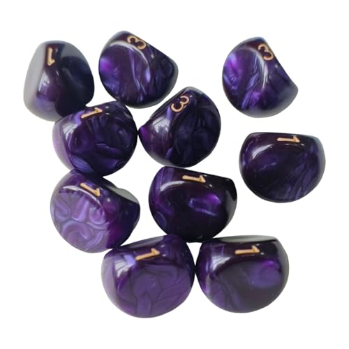 Gcljlmy 10-teiliges Würfelset, 3-seitige Spielwürfel, Partyzubehör, Unterhaltungsspielzeug, Rollenspiele, Acryl, 3-seitige Würfel für -Bar-Kartenspiele (Lila) von Gcljlmy