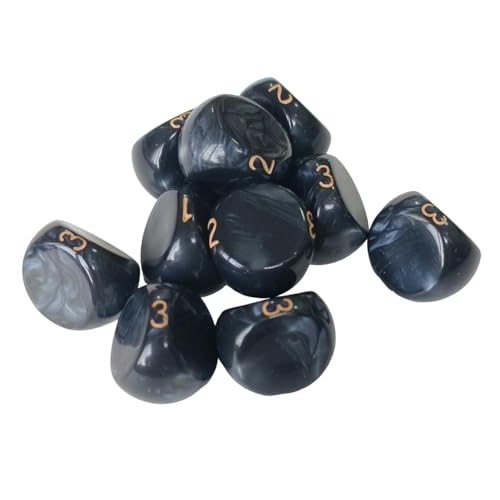 Gcljlmy 10-teiliges Würfelset, 3-seitige Spielwürfel, Partyzubehör, Unterhaltungsspielzeug, Rollenspiele, Acryl, 3-seitige Würfel für -Bar-Kartenspiele (Schwarz) von Gcljlmy