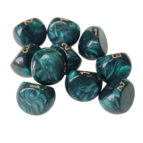 Gcljlmy 10-teiliges Würfelset, 3-seitige Spielwürfel, Partyzubehör, Unterhaltungsspielzeug, Rollenspiele, Acryl, 3-seitige Würfel für -Bar-Kartenspiele (grün) von Gcljlmy