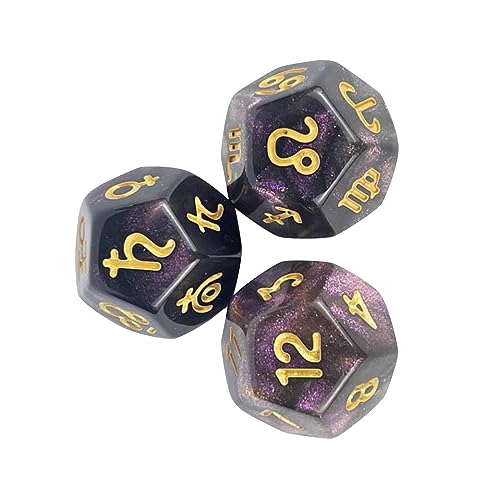Gcljlmy 3 Stück Acryl-Astrologie-Zeichen-Würfel, Rollenspiel, Sternbild-Zeichen-Würfel für Party-Konstellation-Wahrsagerei, Stil b von Gcljlmy