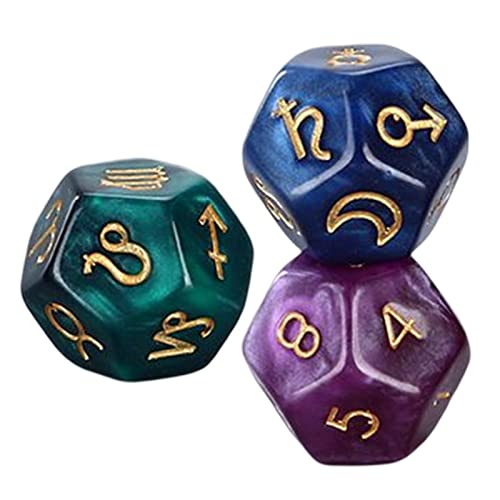 Gcljlmy 3X D12 Würfel Set Konstellation Weissagungsspielzeug Astrologische Weissagungswürfel, Hellgelb von Gcljlmy