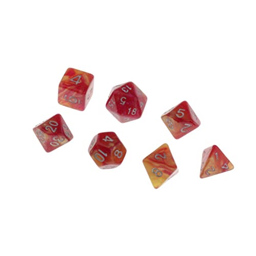 Gcljlmy 7 Mehrseitige D4 D20 Polyedrische Würfel für DND Spielwürfelzubehör, rot Gelb Gcljlmy 7 Mehrseitige D4 D20 Polyedrische Würfel für DND Spielwürfelzubehör, rot Gelb von Gcljlmy