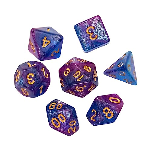 Gcljlmy 7-teiliges Set mit polyedrischen Würfeln aus Acryl, D4-D20, für Rollenspiele und Kartenspiele, Violettblau von Gcljlmy