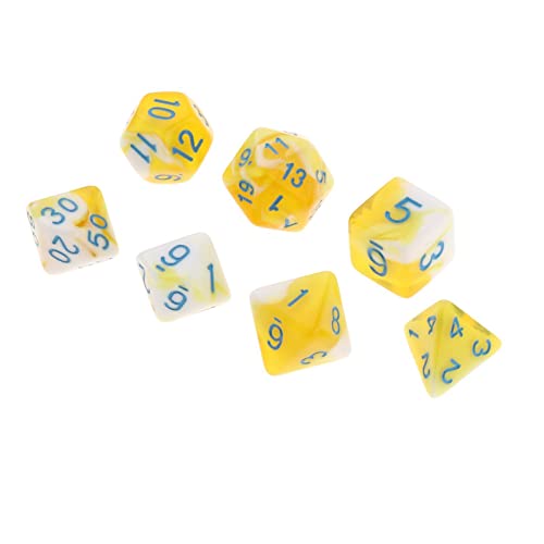 Gcljlmy Acryl polyedrische Würfeltischspiele Mehrseitige Partyversorgung Rollenspiele für DND, Weiß Gelb von Gcljlmy