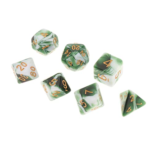 Gcljlmy Acryl polyedrische Würfeltischspiele Mehrseitige Partyversorgung Rollenspiele für DND, Weiß Grün von Gcljlmy