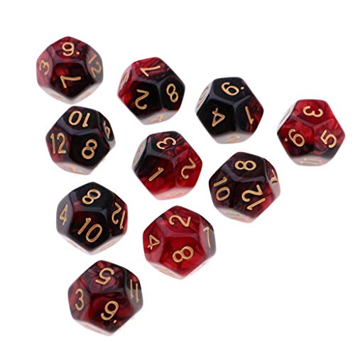 Gcljlmy Mit 10 Mehrseitigen Würfeln Polyedrisches Würfelset D12 Für D & D TRPG Tischspiele - Rot + Schwarz Gcljlmy Mit 10 Mehrseitigen Würfeln Polyedrisches Würfelset D12 Für D & D TRPG Tischspiele - Rot + Schwarz von Gcljlmy
