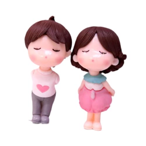 Gcljlmy Romantische Hochzeitstorte -Topper Braut und Bräutigam Küssen Figuren DIY -Figuren Miniatur -Szene Puppen für Verlobungskunstprojekte (Weiß Rosa) von Gcljlmy