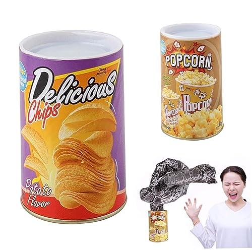 Gcroet Halloween Potato Chip Snake Can 2pcs Wiederverwendbare wasserdichte lustige, schwierige Spring Spring Überraschung Schlange Spielzeug tragbares leichtes Streichspielzeug für Aprilscherz Tag von Gcroet