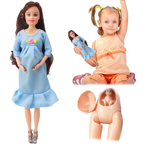 Gcroet Schwangere Puppe 11.5 ABS Plastik Schwangeres Mutterspielzeug mit Babypuppen kreativer schwangerer Puppe mit einem Baby im Bauch für Kindergeschenk, Blau. Gcroet Schwangere Puppe 11.5 ABS Plastik Schwangeres Mutterspielzeug mit Babypuppen kreativer schwangerer Puppe mit einem Baby im Bauch für Kindergeschenk, Blau. von Gcroet