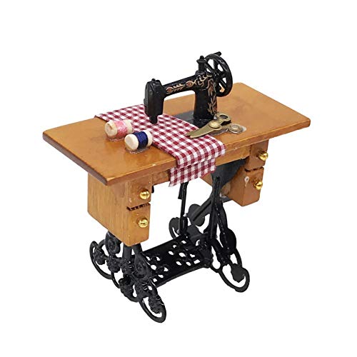 Puppenhaus Zubehör, Mini-Nähmaschine Puppen Miniatur 1:12 Scale Nähmaschine für Puppenhaus Dekoration Brown von Gcroet
