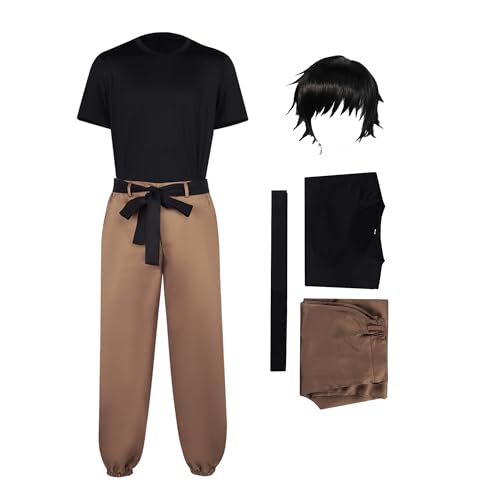 Gcufoyae Fushiguro Toji Cosplay Outfit Hemd Hosen Uniform Anime Fushiguro Toji Kostüm Perücke Komplettset für Männer von Gcufoyae