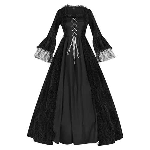 Gcufoyae Renaissance-Kleid für Damen, mittelalterliches Kostüm, traditionelles irisches Kleid, langes Kleid, Outfit für Halloween von Gcufoyae
