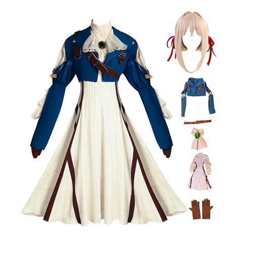 Gcufoyae Violet Evergarden Cosplay Kostüm Violet Evergarden Cosplay Perücke Full Set Halloween für Frauen von Gcufoyae