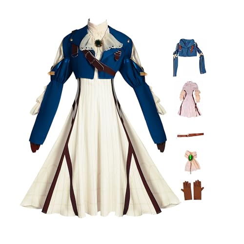 Gcufoyae Violet Evergarden Cosplay Kostüm Violet Evergarden Cosplay Perücke Full Set Halloween für Frauen von Gcufoyae