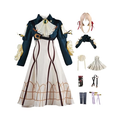 Gcufoyae Violet Evergarden Cosplay Kostüm Violet Evergarden Cosplay Perücke Full Set Halloween für Frauen von Gcufoyae