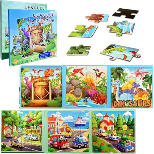 Gdbykds Kinderpuzzle Dinosaurier Tiere Magnet Puzzle ab 3 4 5 Jahre, Verbesserung der Intelligenz Bildungsspielzeug, Reisespiele Kinder Lernspielzeug für Kinde, Kindergeburtstag Weihnachten Geschenke von Gdbykds