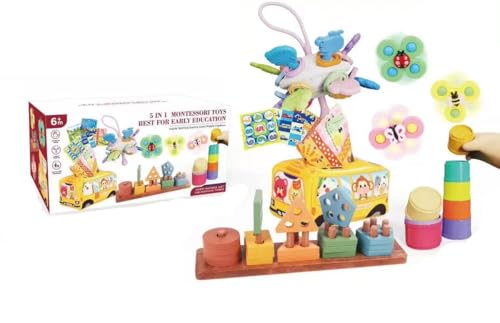 Gdbykds Babyspielzeug 6 bis 12 Monate, Montessori-Spielzeug für Babys 6-12 Monate mit Saugspinnern/Baby-Stapelbecher/Holzform Sorter Stapelspielzeug/Gewebebox/Griffball, Baby-Lernspielzeug Geschenk Gdbykds Babyspielzeug 6 bis 12 Monate, Montessori-Spielzeug für Babys 6-12 Monate mit Saugspinnern/Baby-Stapelbecher/Holzform Sorter Stapelspielzeug/Gewebebox/Griffball, Baby-Lernspielzeug Geschenk von Gdbykds