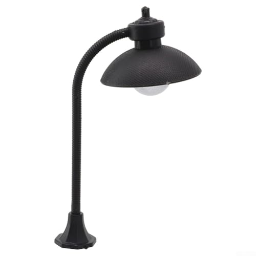 PVC-Modell, Straßenpfostenlichter, Miniatur-Lampe, Ornament, Maßstab 1:12, batteriebetrieben, schwarz, für Garten, Wege, Rasen, Puppenhaus, Eisenbahn, Landschaftsbau, Dekoration für den Außenbereich von Gdfnmogo