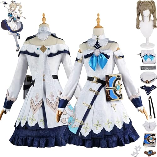 Cosplay-Kostüm für Genshin Impact, Halloween-Kostüm für Genshin Impact Cosplay Genshin Impact Barbara Cosplay Komplettes Kostüm mit Perücke Genshin Barbara Cosplay Für Fans von GeRRiT