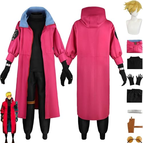 GeRRiT Anime Trigun Vash The Stampede Cosplay Costume Outfit Trigun Stampede Uniform Complete Set Halloween Carnival Party Dress Up Suit with Glasses Wig for Fans von GeRRiT