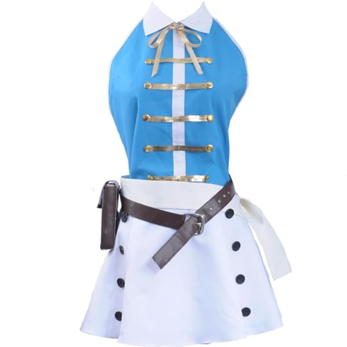 GeRRiT Fairy Tail Lucy Heartfilia Cosplay Kostüm Erwachsene Top Rock Blau Weiß Sommerkleid Uniform Männer Frauen Outfit für Fans von GeRRiT
