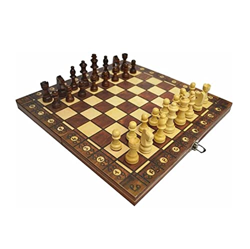 GeRRiT Tragbares Schachspiel, 3-in-1-Schachspiel, Klappkoffer, Reise-Schachbrettspiel, Schachbrettspiel, Holzschachspiel, internationales Schach von GeRRiT