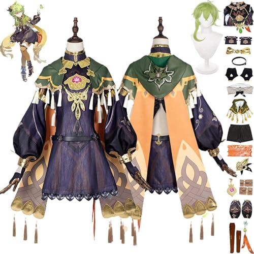 Genshin Impact Collei Cosplay-Kostüm, Outfit, Spielcharaktere, Hutao Raiden Shogun, Uniform, komplettes Set, Halloween-Party-Anzug mit Ohrring-Perücke für Damen von GeRRiT