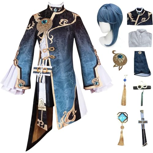 Genshin Impact Xingqiu Cosplay Costume Complete Set with Wig Genshin Cosplay Fancy Dress Halloween Carnival Party Stage Performance Costume von GeRRiT