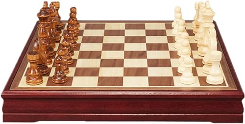 Internationales Schach-Schachspiel aus Holz, professionelles Schachbrett mit Schach und Aufbewahrungsfächern, Familienspiel-Schachspiel, traditionelles Schachspiel, Geschenke von GeRRiT