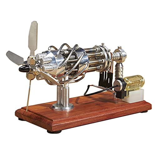 Miniatur-Mini-Dampfmaschinenmodell – 16-Zylinder-Flugzeugmotorenmodell – Klassische funktionierende Dampfmaschine, pädagogisches Physik-Experimentierset von GeRRiT