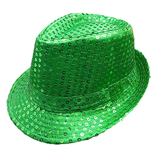 Pailletten Fedora Hut Damen Herren Glitzer Trilby Hut Fasching Karneval Halloween Disco Kostüm Hut Partyhut für Erwachsene (Grün, One size) von Geagodelia