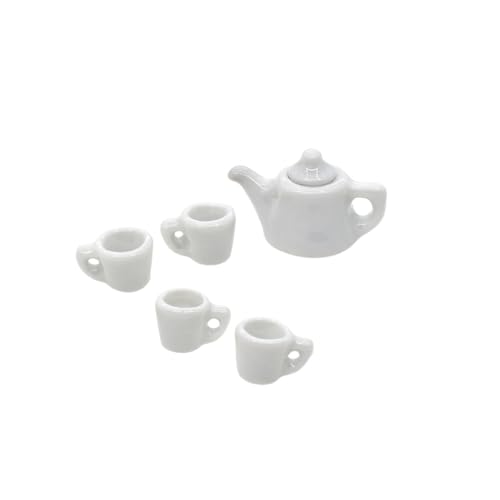 1/12 Dollhome Miniaturen Möbel Essgeschirr Teetasse Trinkgeschirr Dekoration Porzellan Zubehör Küche Schlafzimmer Weiß von Geardeangloow