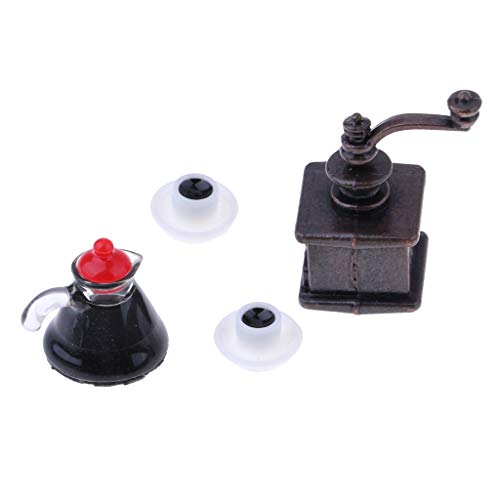 1/12 Puppenhaus Miniatur Dekor Kaffeemaschine & Topf Tassen Set Getränkezubehör von Geardeangloow