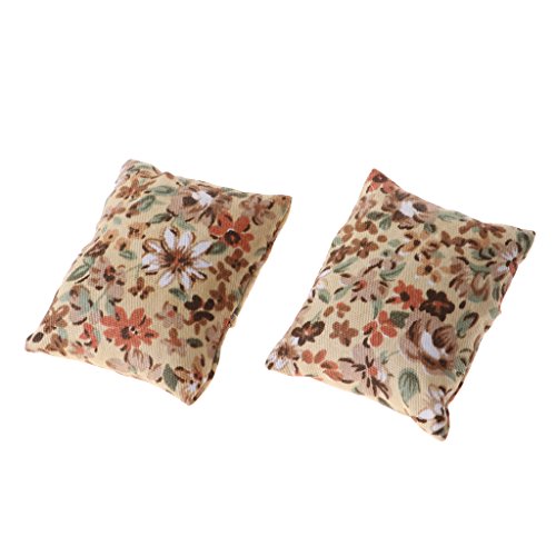 1/12 Puppenhaus Miniatur Floral Kissen Kissen Sofa Schlafzimmer Zubehör Beige von Geardeangloow