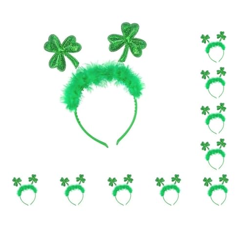 10 x St. Patrick's Day Haarreif, Feier, Kopfbedeckung, Kopfbedeckung, Kleeblatt-Stirnband von Geardeangloow