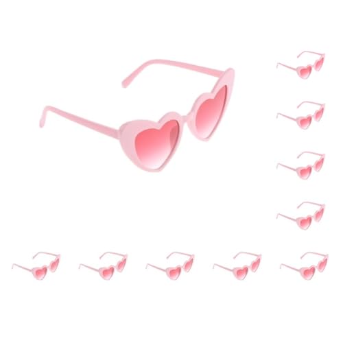 10 x herzförmige Sonnenbrillen für Damen, Party-Brillen, Schattierungen, Rosa von Geardeangloow