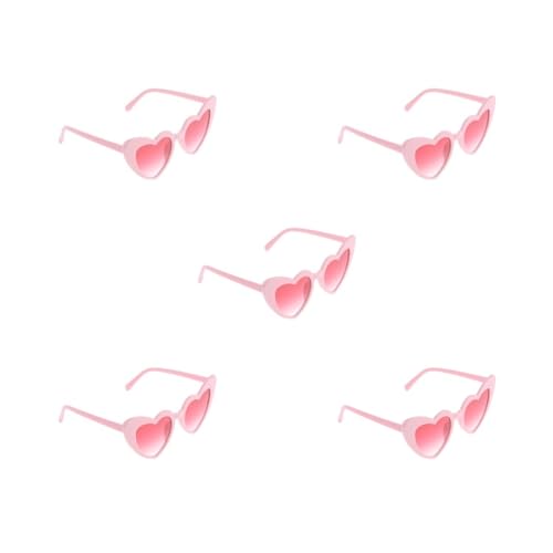 5er-Set herzförmige Sonnenbrillen für Damen, Party-Brillen, Schattierungen, Rosa von Geardeangloow